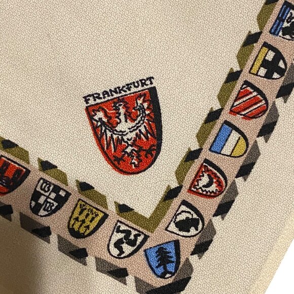 Vtg German Handkerchief 14"x14" Coat Of Arms Neck Scarf Berlin Frankfurt Munchen - Picture 3 of 7